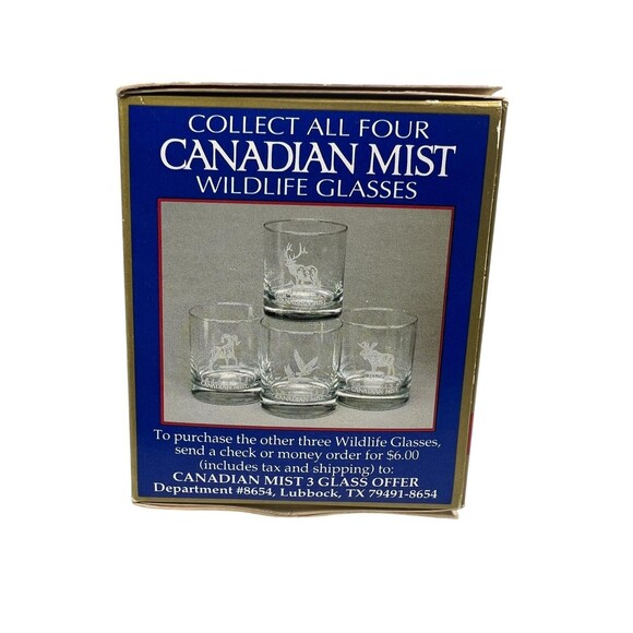Canadian Mist Whiskey Glass 1993 Happy Holidays Wildlife Collectors Cup VTG - Picture 14 of 16